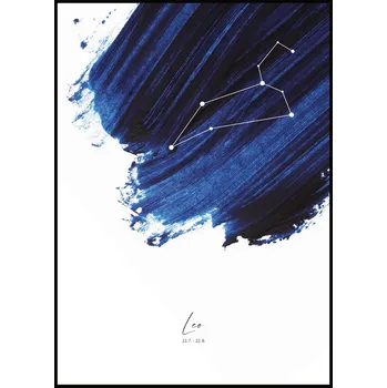 Plakát Plakát Znamení zvěrokruhu Rozměr plakátu: A4 (21 x 29,7 cm), Znamení zvěrokruhu: Lev, Barevná varianta: Modrá