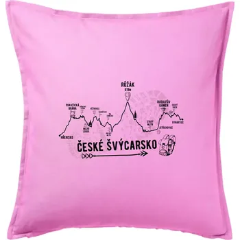 Polštář Profil České Švýcarsko - Polštář 50x50 - 50x50 - Pouze potah ( Růžová )