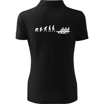 Evoluce veslování 3 lidi - Polokošile dámská Pique Polo - XS ( Černá )