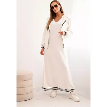 Kesi Włoski Dámská souprava s viskózou s rozepínací mikinou a dlouhou sukní ecru Kesi Włoski krémová 3385410