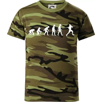 Evoluce hod oštěpem - Dětské maskáčové triko - 146 cm/10 let ( Zelený maskáč )