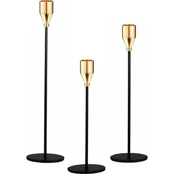 Svícen SADA 3x Svícen černá/zlatá