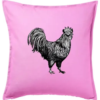 Polštář Kohout kreslený černobílý - Polštář 50x50 - 50x50 - Pouze potah ( Růžová )