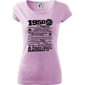 Dámské tričko 1950 v kostce - Dámské triko Pure - XS ( Orchid )