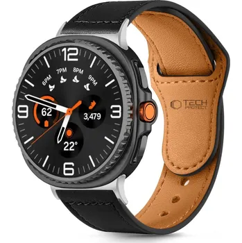 Řemínek na hodinky ŘEMÍNEK TECH-PROTECT LEATHERFIT SAMSUNG GALAXY WATCH 8 / CLASSIC (40 / 44 / 46 MM) BLACK