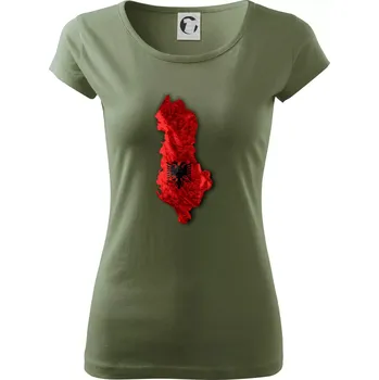 Dámské tričko Mapa Albánie reliéf hor - Dámské triko Pure - S ( Khaki )