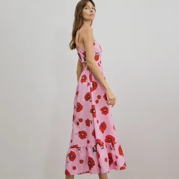 Dámské šaty Reserved - Květované midi šaty - růžová - 139FG-30X - 139FG-30X-XL