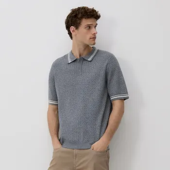 Reserved - Polo svetr s bavlnou - tmavě šedá - 437FX-90M - 437FX-90M-S