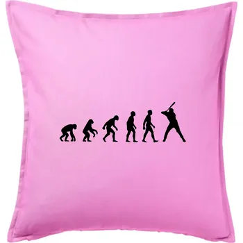 Polštář Evoluce baseball pálkař nápřah - Polštář 50x50 - 50x50 - Pouze potah ( Růžová )