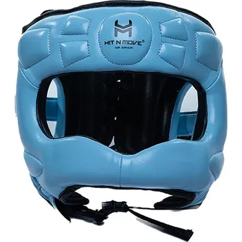 Chránič hlavy na box a bojový sport Boxerská helma HIT N MOVE s rámem - modrá
