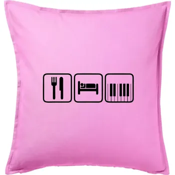 Polštář Eat sleep piano v řadě - Polštář 50x50 - 50x50 - Pouze potah ( Růžová )
