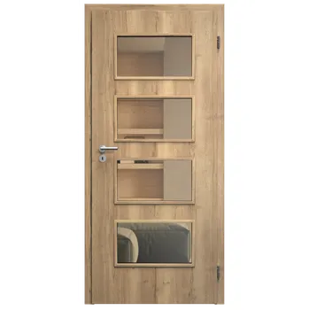 Interiérové dveře SAPELI SWING KOMFORT M49 - CPL LAMINÁT - OTOČNÉ DVEŘE VČ. ZÁRUBNĚ - Dub Halifax Průchozí šířka (cm): 80, Průchozí výška (cm): 197, Typ skla: Planibel bronz