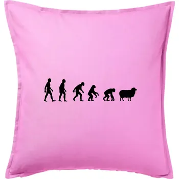 Polštář Evoluce ovce - Polštář 50x50 - 50x50 - Včetně výplně ( Růžová )