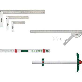 Vodováha PARKSIDE® Značkovací vodováha / Pomůcka na hmoždinky / Sada úhelníků / Pomůcka na řezání úhlů