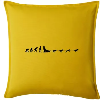 Polštář Evoluce psí spřežení - Polštář 50x50 - 50x50 - Pouze potah ( Žlutá )