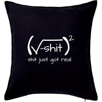 Polštář Shit Just Got Real - Polštář 50x50 - 50x50 - Pouze potah ( Černá )