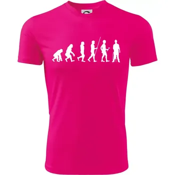 Chlapecké tričko Evoluce zedník zbiječka - Dětské triko sportovní (dresovina) - 122 cm/6 let ( Neon Pink )