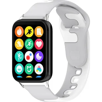 eses Silikonový řemínek pro Xiaomi Redmi Watch 4, 5, 6 a Smart Band 8 Pro a 9 Pro - Šedo bílý