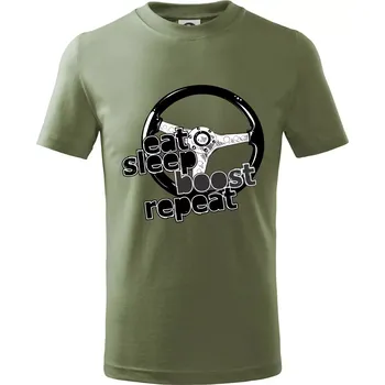 Eat Sleep Boost repeat - Tričko dětské bavlněné - 98 cm / 2 roky ( Khaki )