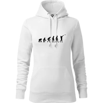 Dámská mikina Evoluce vrh koulí - Mikina dámská Cape s kapucí - XL ( Bílá )