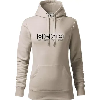 Dámská mikina Eat sleep run repeat v řadě - Mikina dámská Cape s kapucí - 2XL ( Ledově šedá )