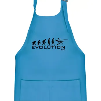 Kuchyňská zástěra Evoluce lyžování - Dětská zástěra na vaření - Univerzální velikost ( Světlý tyrkys )