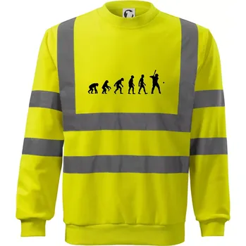 Pánská mikina Evoluce baseball pálkař nápřah + míček - Reflexní mikina - XL ( Neonově žlutá )