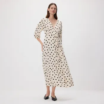 Dámské šaty Reserved - Maxi šaty s vázáním v pase - tělová - 456GS-02X - 456GS-02X-S