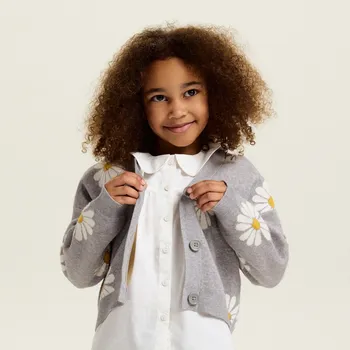 Dívčí svetr Reserved - Kardigan s květinovým vzorem - vícebarevná - 269DB-MLC - 269DB-MLC-128