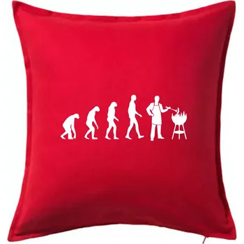 Polštář Evoluce Grilování - Polštář 50x50 - 50x50 - Pouze potah ( Červená )