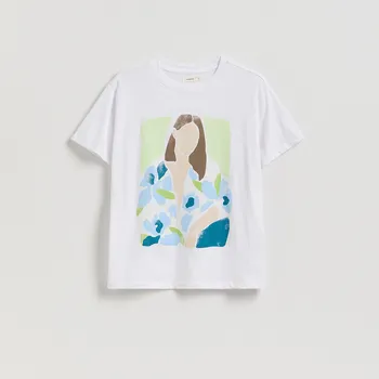 Dámské tričko Reserved - Tričko s potiskem - bílá - 864HD-00X - 864HD-00X-L