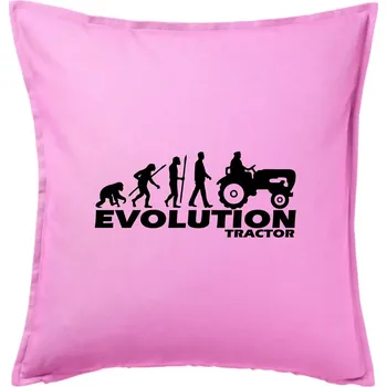 Polštář Evoluce traktor - Polštář 50x50 - 50x50 - Pouze potah ( Růžová )