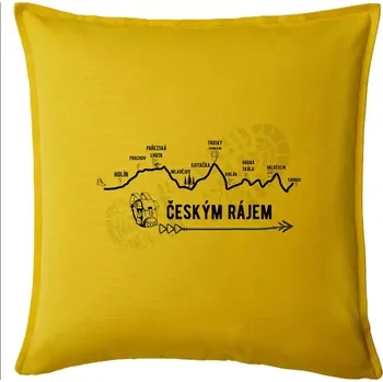 Polštář Profil - z Jičína do Turnova - Polštář 50x50 - 50x50 - Pouze potah ( Žlutá )