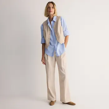 Dámské kalhoty Reserved - Oblekové kalhoty s puky - béžová - 152AF-08X - 152AF-08X-M-3