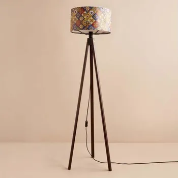 Lampička Stojací lampa AYD 1xE27/40W/230V hnědá/pestrobarevná