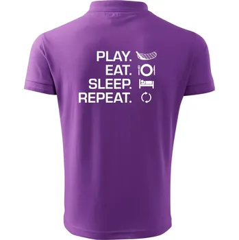 Pánská košile Play Eat Sleep Repeat florbal - Polokošile pánská Pique Polo 203 - 4XL ( Fialová )