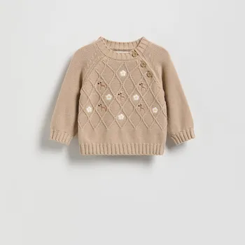 Reserved - Svetr s výšivkou - béžová - 876GK-08X - 876GK-08X-62