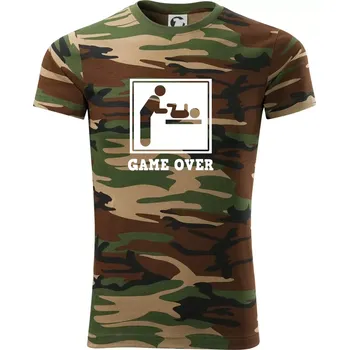 Pánské tričko Game over miminko - Army CAMOUFLAGE - XL ( Hnědý maskáč )
