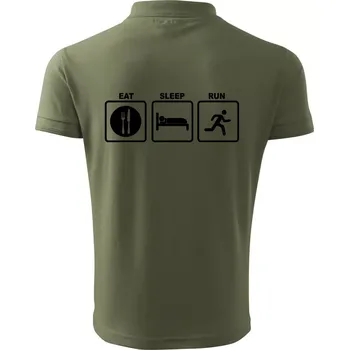 Pánská košile Eat sleep run čtverce - Polokošile pánská Pique Polo 203 - M ( Khaki )