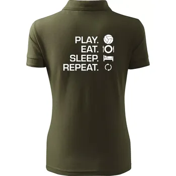 Play Eat Sleep Repeat volejbal - Polokošile dámská Pique Polo - 2XL ( Military )
