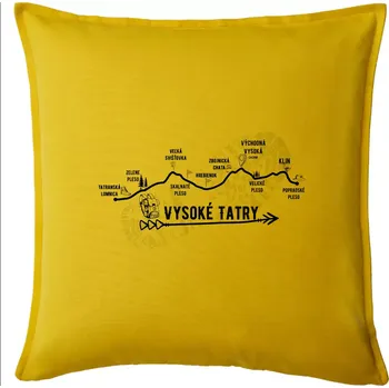 Polštář Vysoké Tatry - profil cesty - Polštář 50x50 - 50x50 - Pouze potah ( Žlutá )