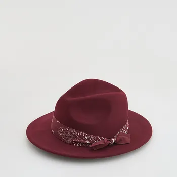 Čepice Reserved - Vlněný klobouk s páskem - tmavě fialová - 143FD-49X - 143FD-49X-S