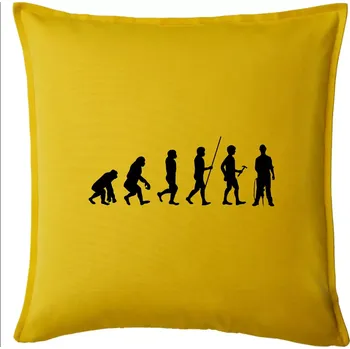 Polštář Evoluce zedník zbiječka - Polštář 50x50 - 50x50 - Pouze potah ( Žlutá )