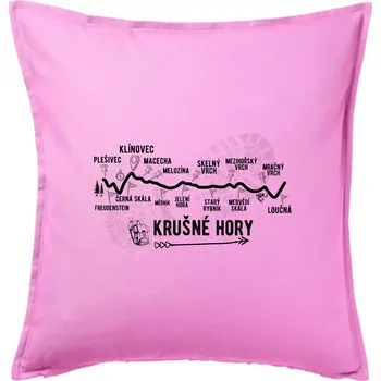 Polštář Profil Krušné hory - Polštář 50x50 - 50x50 - Pouze potah ( Růžová )