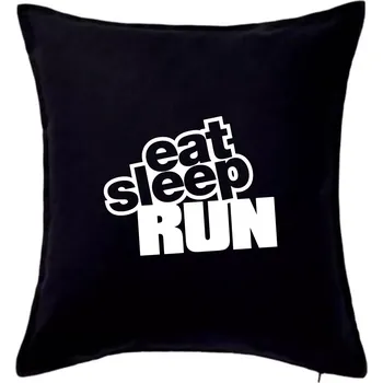 Polštář Eat sleep run velké - Polštář 50x50 - 50x50 - Pouze potah ( Černá )