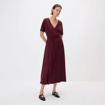 Dámské šaty Reserved - Midi šaty s příměsí modalu - hnědá - 920GA-83X - 920GA-83X-XS