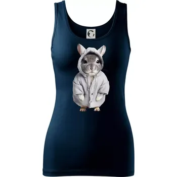 Dámské tričko Křeček v mikině - Dámské tílko - XL ( Námořní modrá (velmi tmavá - téměř černá) )