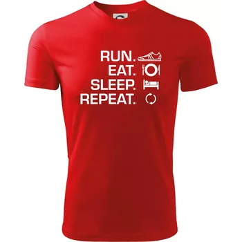 Run eat sleep repeat - Dětské triko sportovní (dresovina) - 146 cm/10 let ( Červená )