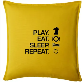 Polštář Eat sleep play - šachy - Polštář 50x50 - 50x50 - Pouze potah ( Žlutá )