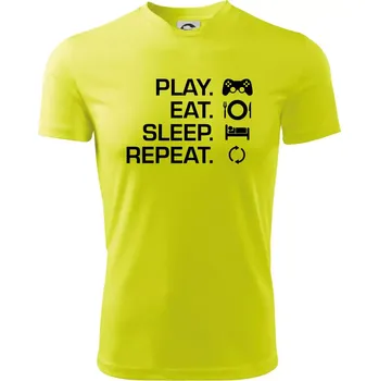 Chlapecké tričko Play Eat Sleep Repeat game - Dětské triko sportovní (dresovina) - 122 cm/6 let ( Neonově žlutá )